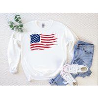 American Flag Sweatshirt, Distressed USA Flag, America Patriotic 4Th Of July Men & Womens Sweatshirt | Etsy (US)