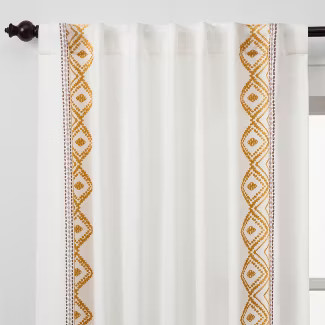 Global Border Curtain Panel White Yellow - Opalhouse™ | Target