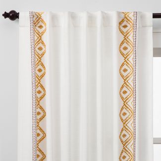 Global Border Curtain Panel White Yellow - Opalhouse™ | Target