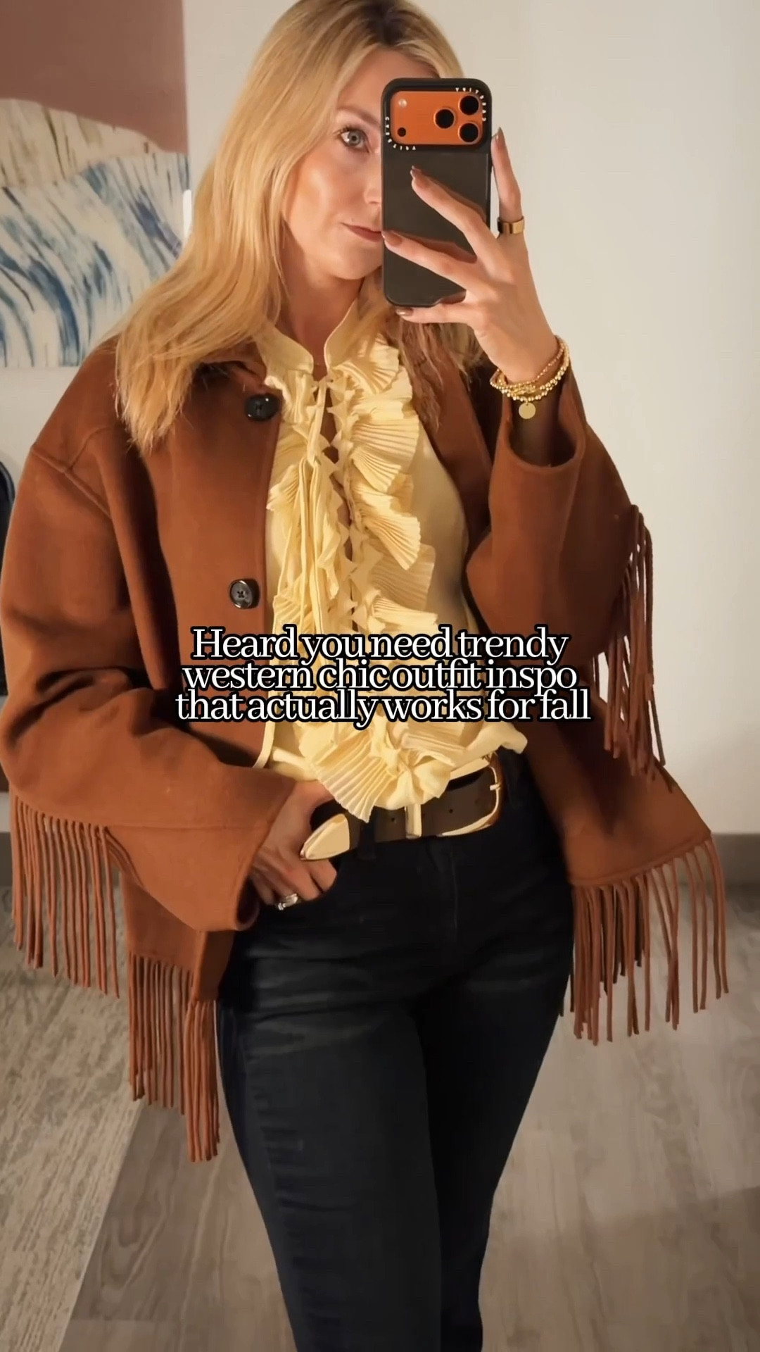 Heard you need trendy western-chic outfit inspo — that actually works for fall weather. 🤎
Montana tested every look — fringe, denim, knits, and cowboy boots — and they passed the cozy test. 

Fall outfits, fall 2025, fall fashion, autumn outfits, fringe jacket, cowboy boots outfit, weather outfit, western fashion  

#LTKStyleTip #LTKSeasonal #LTKHalloween