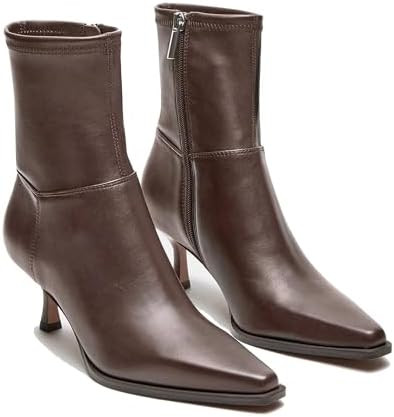 Goiphrri Women's Ankle Boots - Stiletto High Heel, Pointed Toe, Short, Side Zipper, Dress Boots -... | Amazon (US)