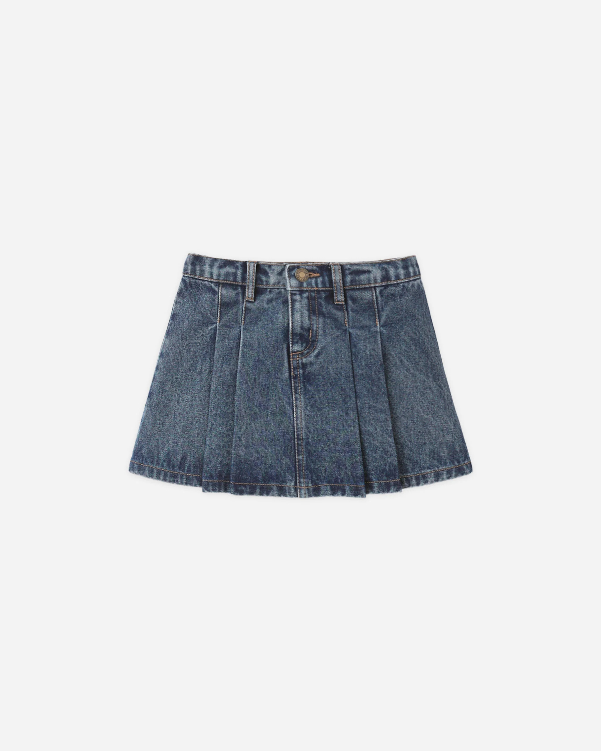 Pleated Denim Skirt Indigo | Rylee + Cru