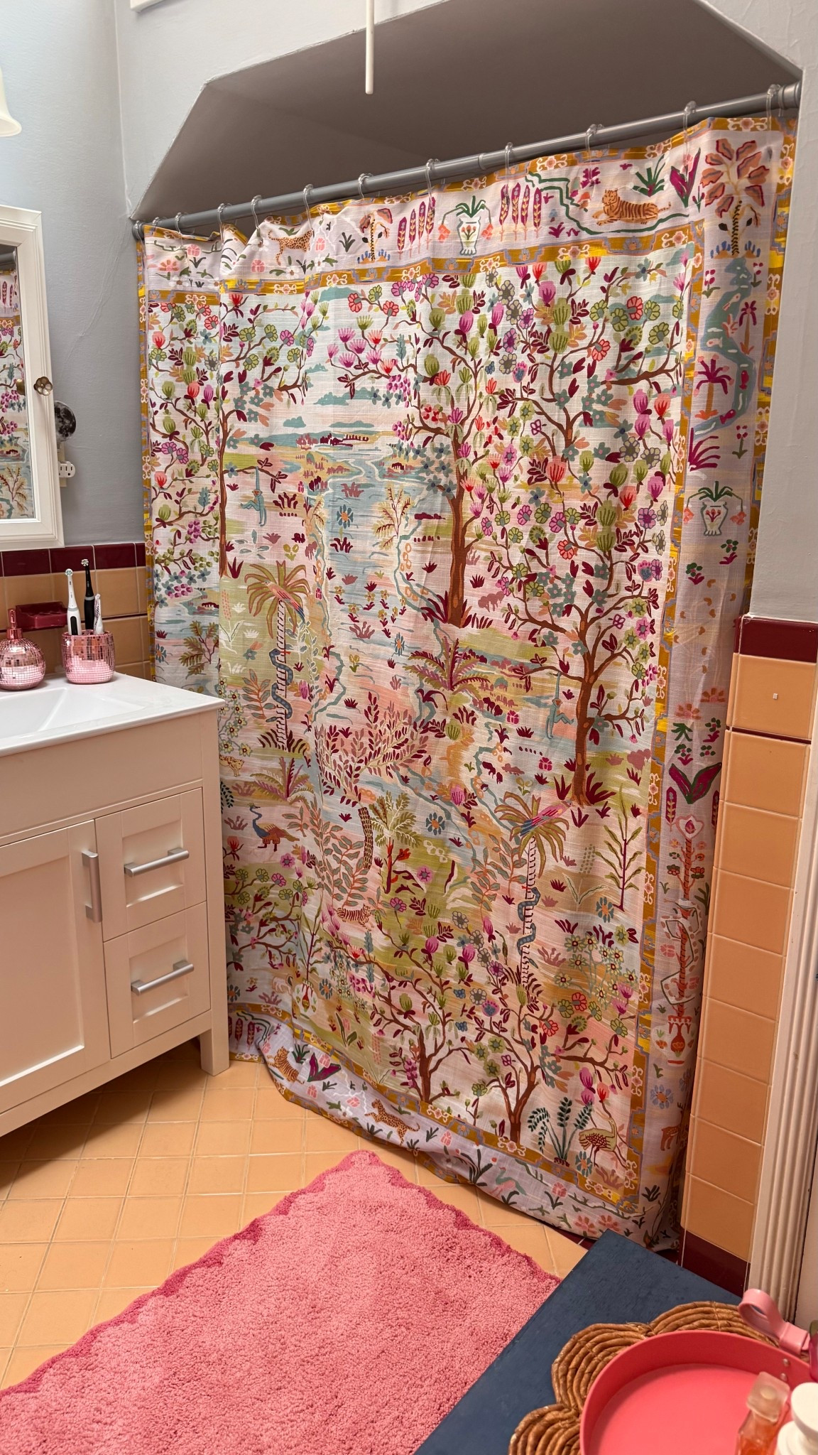 Beautiful shower curtain!! So many colors would work for any bathroom I think  

#LTKSeasonal #LTKHome #LTKOver40