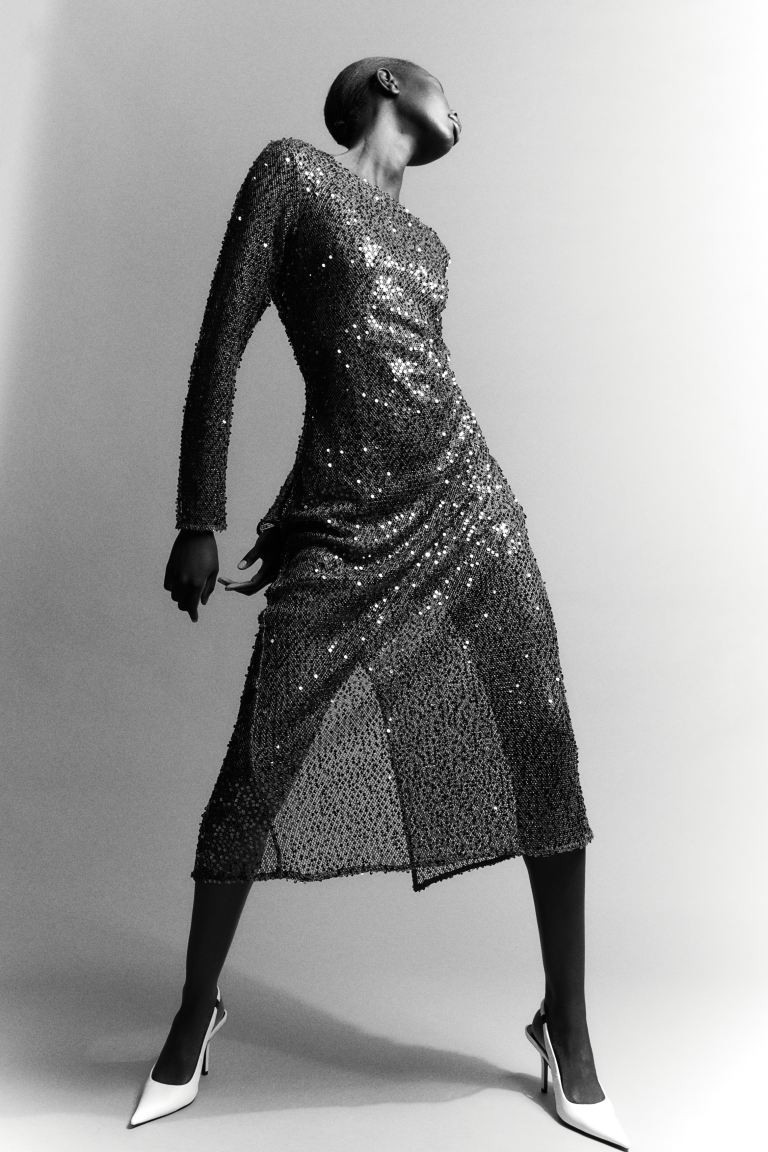 Sequined Net Dress - Dark gray - Ladies | H&M US | H&M (US + CA)