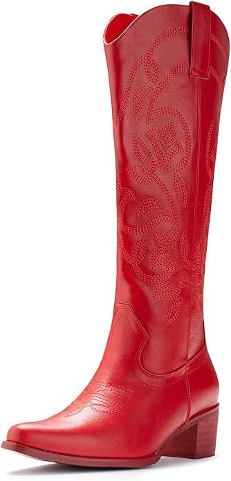 IUV Cowboy Boots For Women Pointy Toe Women's Western Boots Cowgirl Boots Mid Calf Boots | Amazon (US)