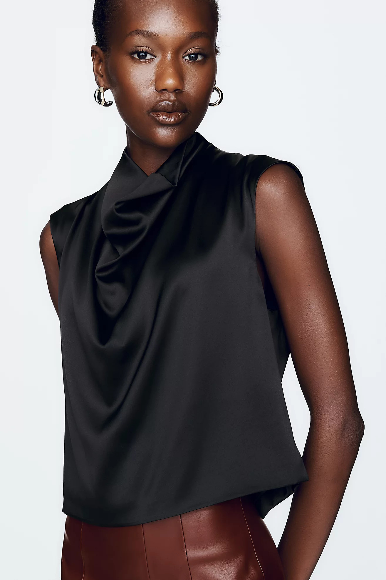 Stretch Silk Cowl-Neck Top | Anthropologie (US)