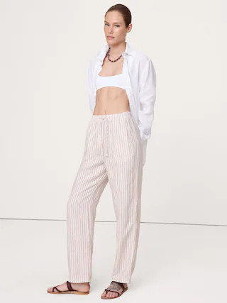 The Getaway Straight-Leg Pull-On Pant in Linen | Banana Republic (US)