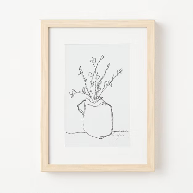 12" x 16" Flower Pot Framed Wall Art Black/White - Threshold™ designed with Studio McGee | Target