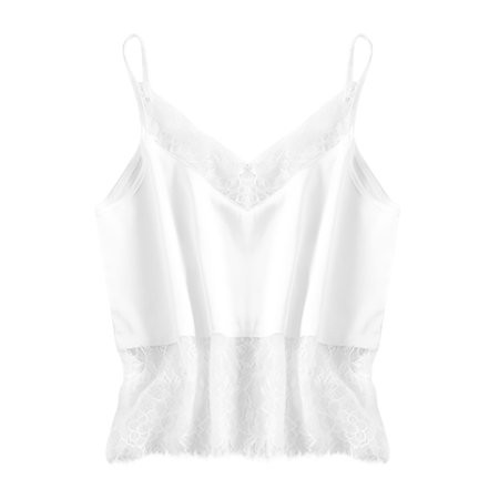 Ladies Lace Fashion Imitation Silk Sling Solid Color Base Apparel Adjustable White Camisole | Walmart (US)