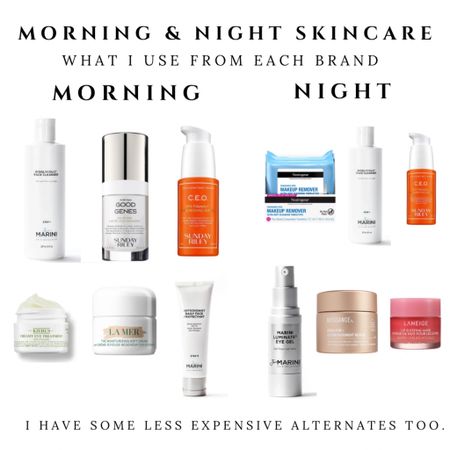 Here's the line up of what I used on my skin in the morning and night... as well as a few notes and alternatives. 

Morning
1. Wash with Jan Marini C-Esta Wash or Jan Marini Bioglycolic. (Alternate) Kiehl's also has a great wash that's gentle. 

2. Apply Sunday Riley Good Genes

3. Apply Sunday Riley Vitamin C 

4. Apply Kiehl's Avocado Eye Cream 

5. Apply LaMer Moisturizer (This is pricey. If I don't have it, I use Kiehl's. Oil of Olay is the drugstore brand I recommend.) 

6. Always Jan Marini Antioxidant with SPF if i'm outside or running around. 

Nighttime 

1. Remove makeup with Neutrogena Fragrance Free wipe. I also like Colleen Rothschild Cleansing Balm for removing makeup. 

2. Then I cleanse with the Jan Marini Bioglycolic or her C-Esta wash again. (Makeup wipes aren't washes.) 

3. Apply Sunday Riley Vitamin C (Jan Marini also has a good one in the kit.) 

4. Apply Jan Marini Illiminate Eye Gel 

5. Apply Biossance Overnight Rescue 

6. Apply Laneige Lip Mask 

If you just want a one and done, get the Jan Marini Skin System Kits. Everything is good. If you need to break to down, the recipe above is most effective for me. 

#LTKover40 #LTKbeauty