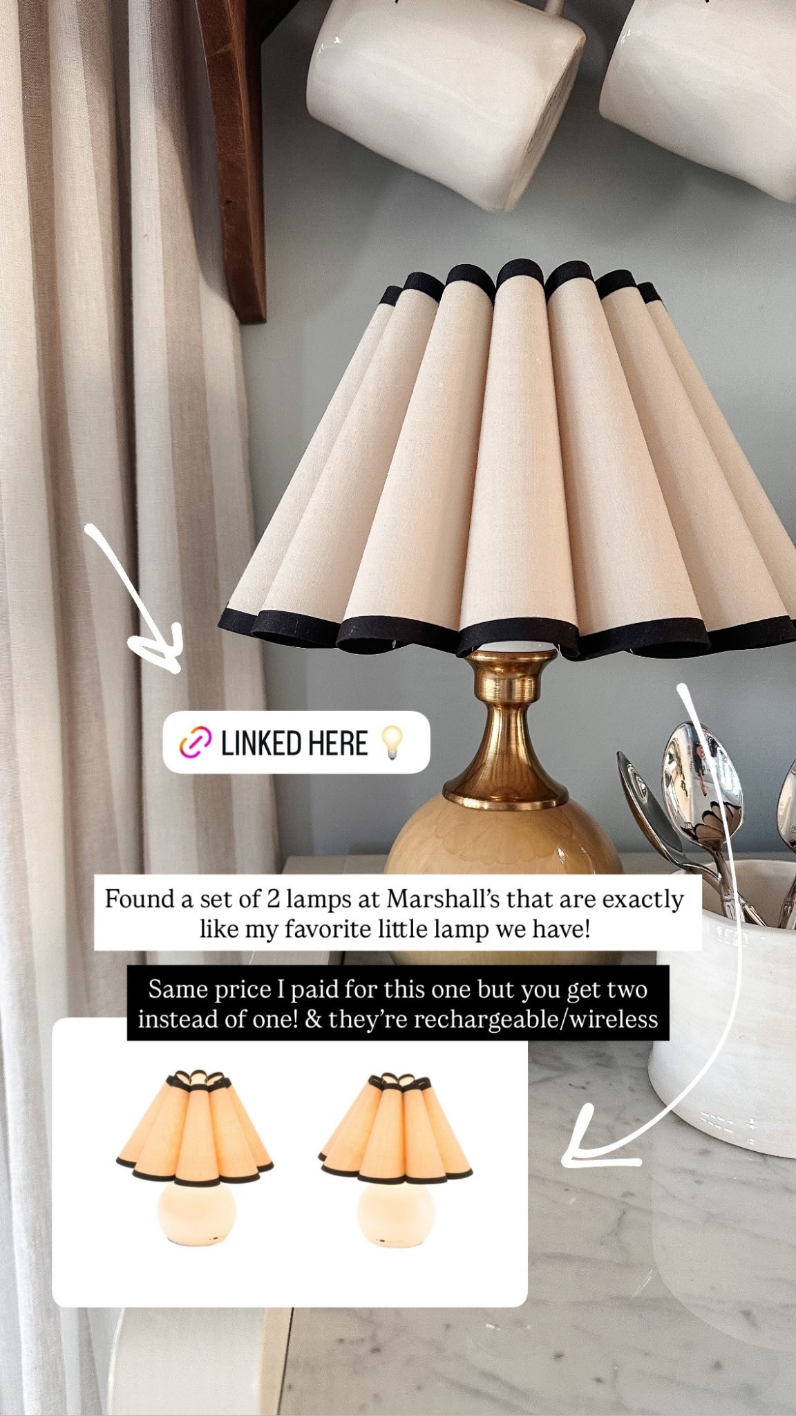 Found a set of 2 lamps at Marshall’s that are exactly like my favorite little lamp we have!  Same price I paid for this one but you get two instead of one! &amp; they’re rechargeable/wireless