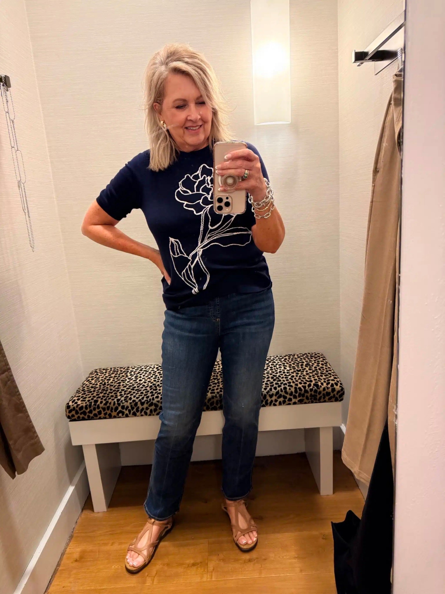 Casual outfit from Chico’s! My navy sweater is a size 1 and my pull on jeans are a size 1. 

#LTKootd #LTKWorkwear #LTKOver40
