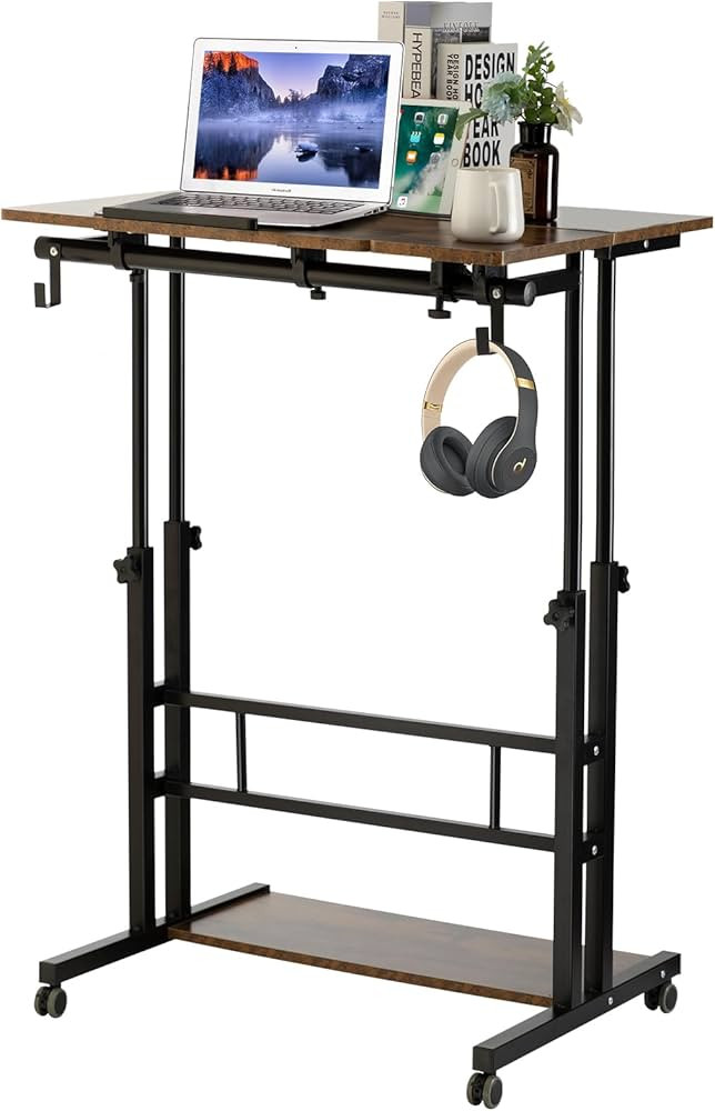 SIDUCAL Mobile Standing Desk, Height Adjustable Stand Up Desk with Wheels Storage Computer Desk H... | Amazon (CA)