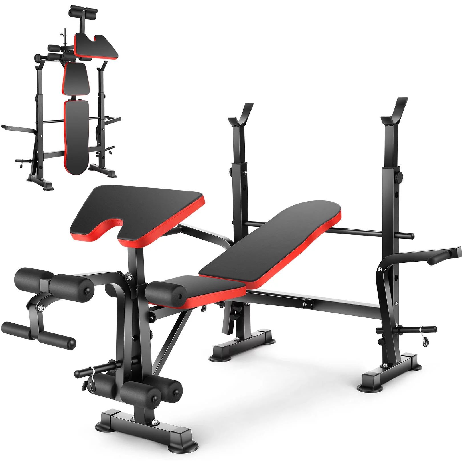 VIBESPARK Adjustable Weight Bench 600lbs 6-in-1 Foldable Workout Bench Set with Barbell Rack & Le... | Walmart (US)