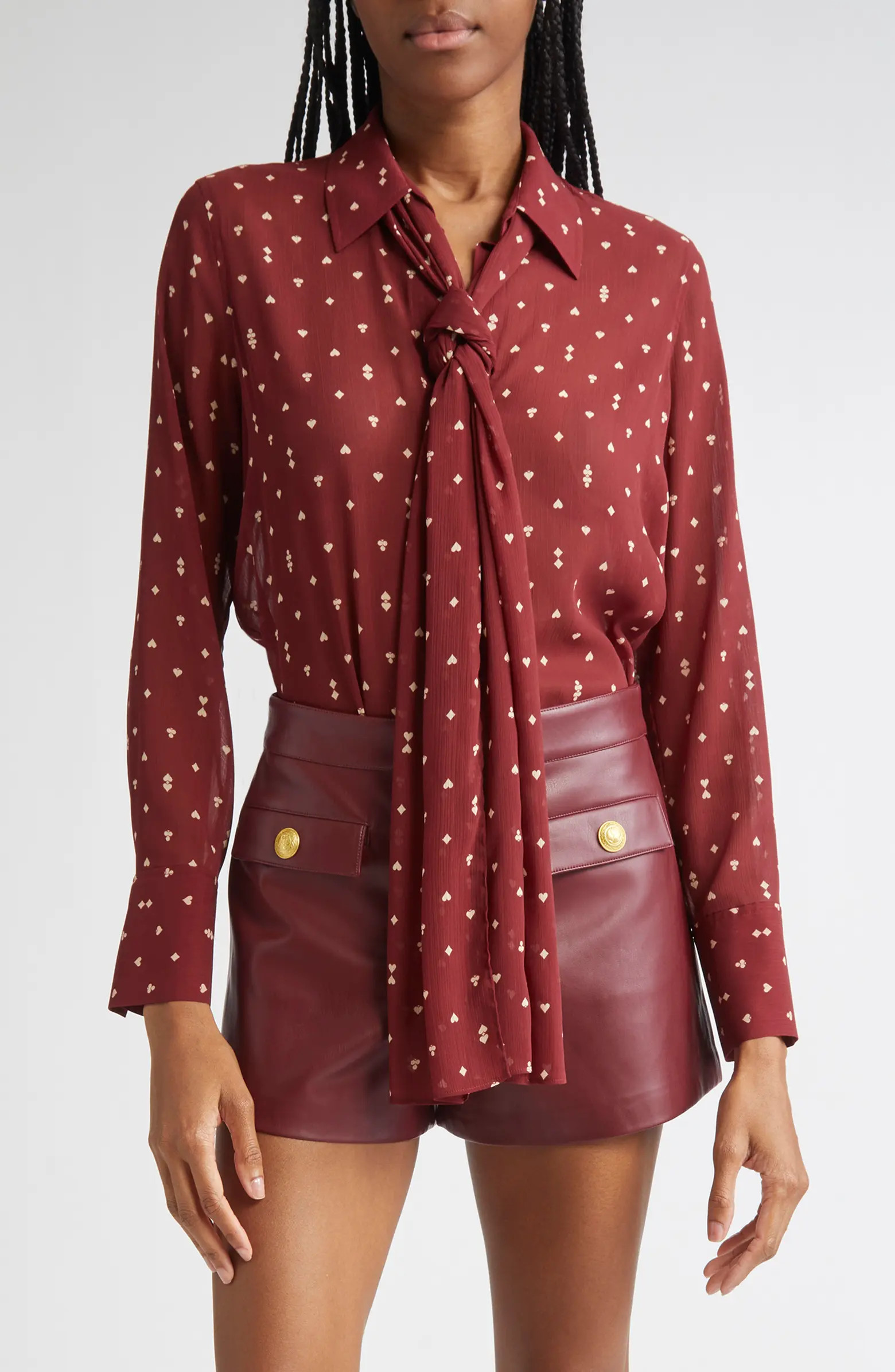 Basil Tie Neck Shirt | Nordstrom