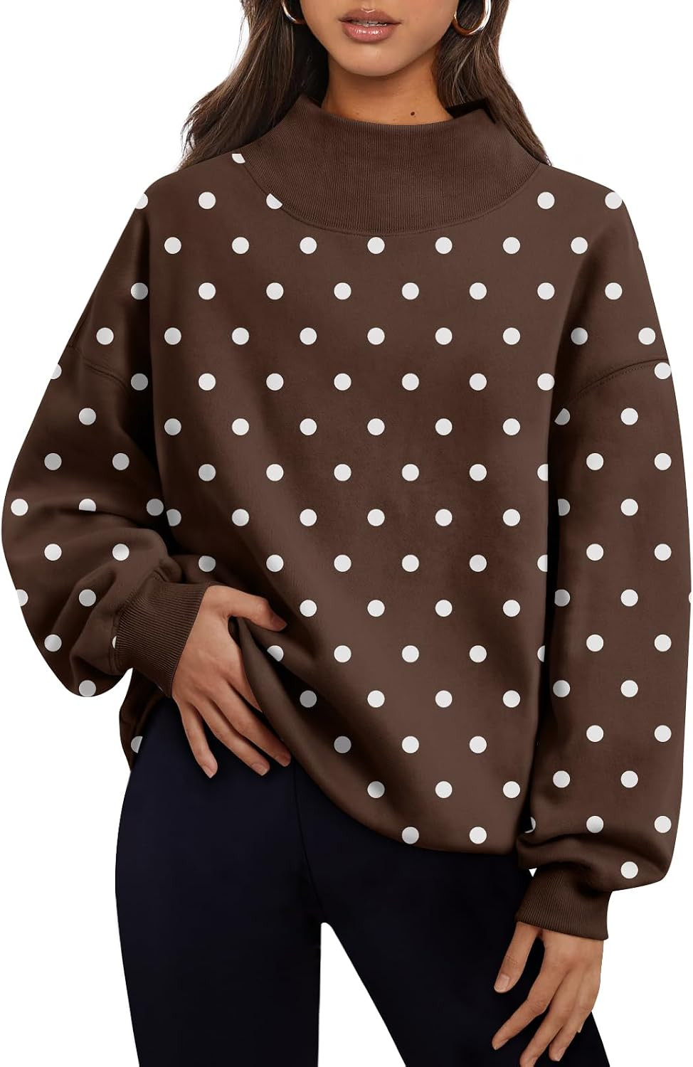 Trendy Queen Womens Mock Neck Sweatshirts Oversized Pullover Fall Outfits | Amazon (US)