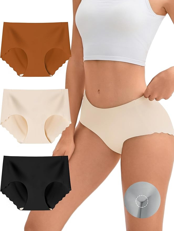 Camel Toe Cover Underwear Women 3 Pack, Seamless Stretch Panties Breathable Full Coverage Hipster... | Amazon (US)
