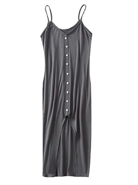 'Helen' Button Slit Front Midi Dress (5 Colors) | Goodnight Macaroon