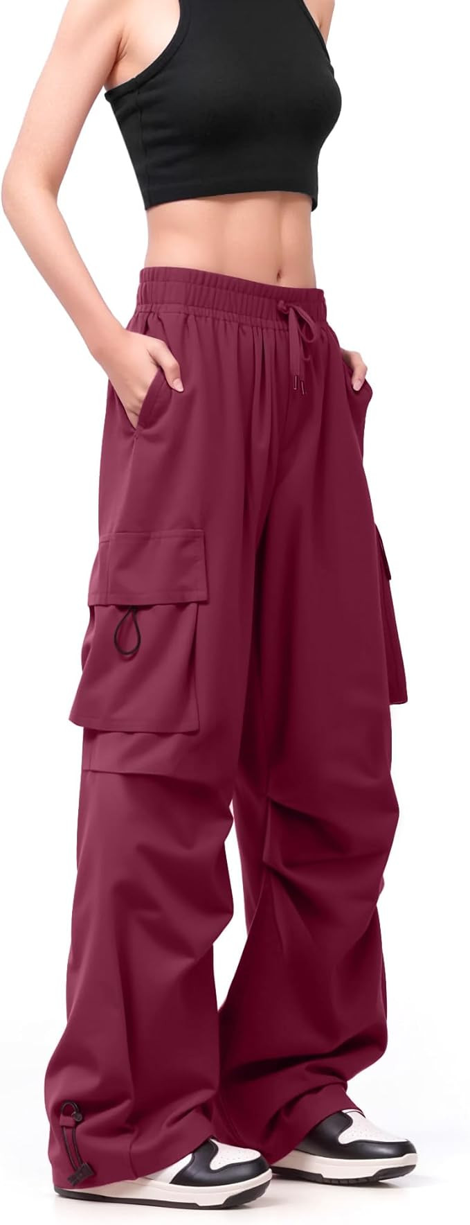 Cargo Pants Women Baggy High Waisted Parachute Pants with Pockets Wide Leg Y2K Casual Pants for W... | Amazon (US)