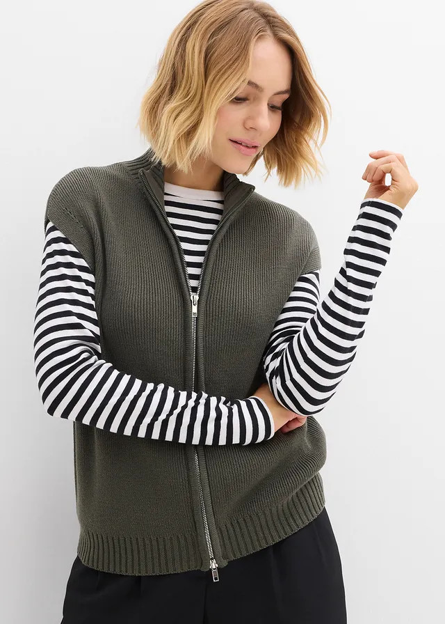 Mouwloos vest donkerolijfgroen | Bonprix NL (Influencer)