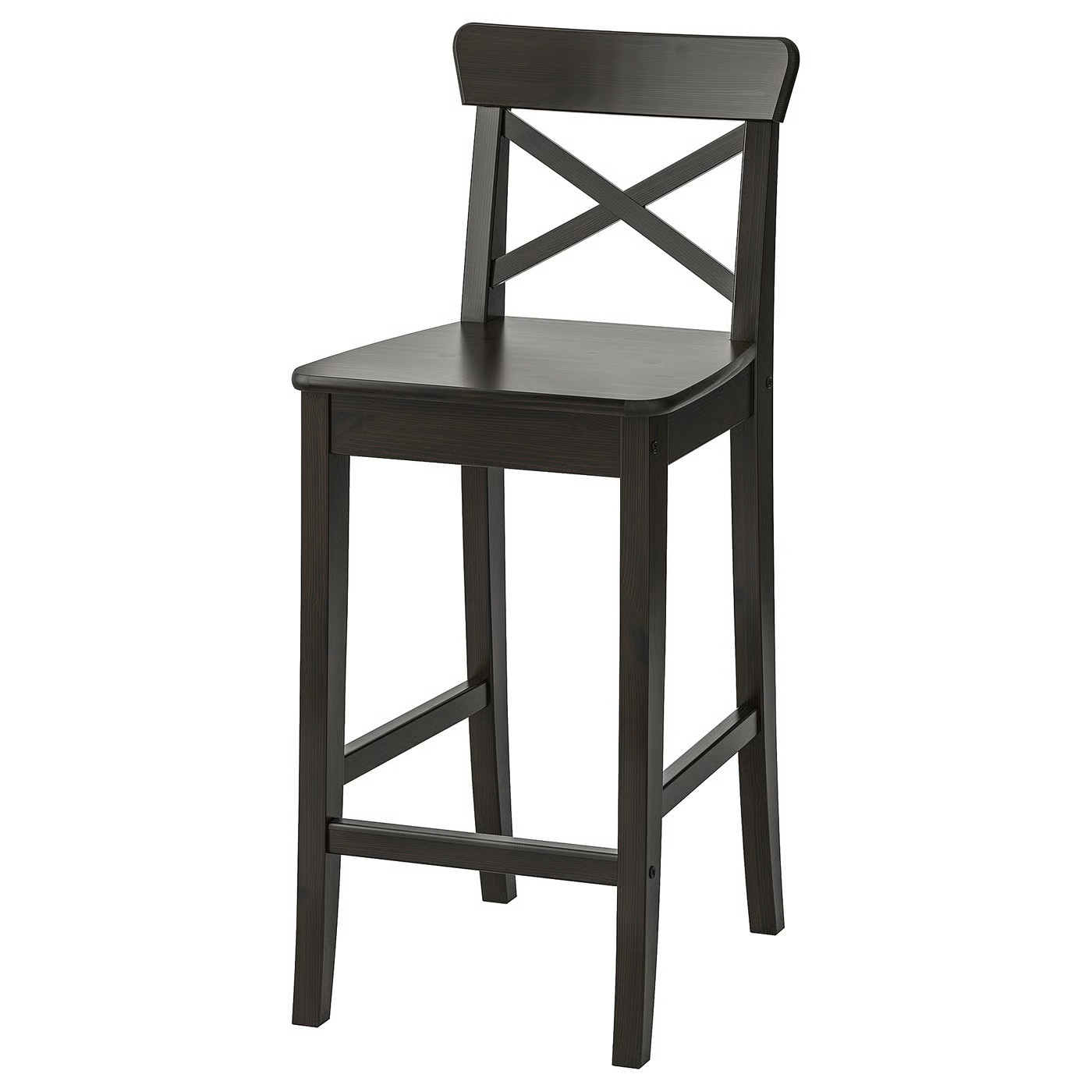 IKEA INGOLF bar stool with backrest, brown-black, 24 3/4 | IKEA US
