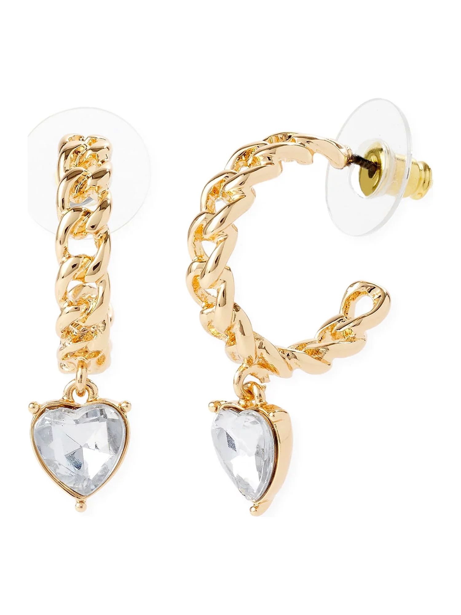 Sofia Jewelry by Sofia Vergara Women's Gold-Tone Textured Stone Hoop Earrings | Walmart (US)