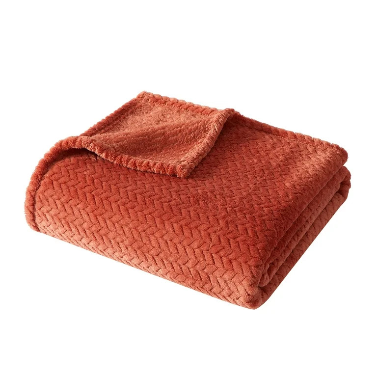 Mainstays Cozy Textured Plush Throw Blanket, Copper, 50"x60" All Ages - Walmart.com | Walmart (US)