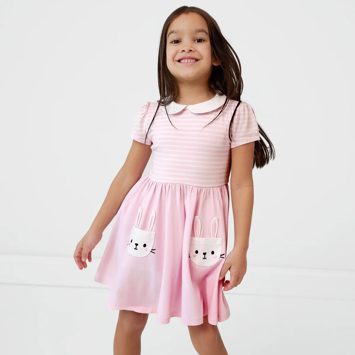 Bunny Pocket Collar Skater Dress | Little Sleepies