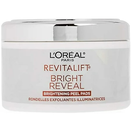 Loreal Paris Revitalift Bright Reveal Anti-Aging Peel Pads With Glycolic Acid Exfoliating Facial Pads To Reduce Wrinkles And Brighten Skin For All Skin Types 30 Count (Pack Of 1) White | Walmart (US)