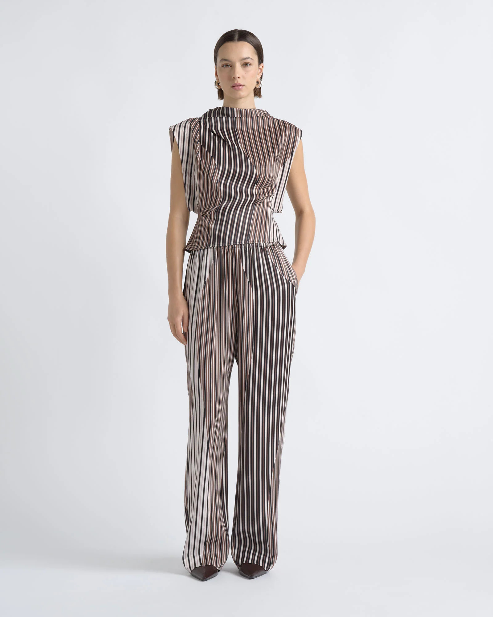 Stripe Tuck Shoulder Top | Cue AU