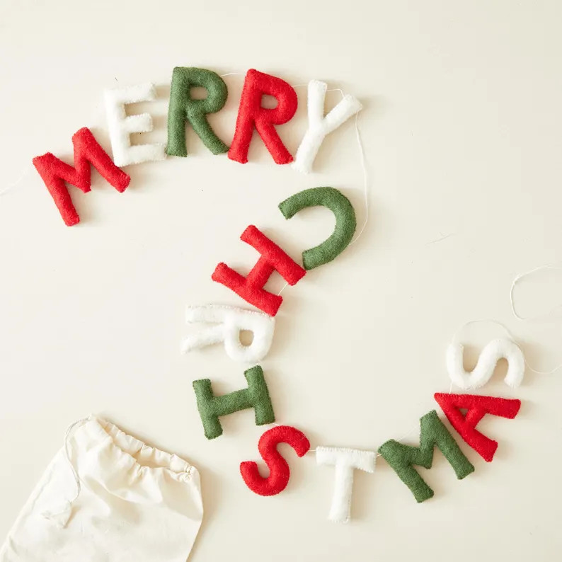 Fair Trade Letter Garland Felt Merry Christmas 200cm | Etsy (US)