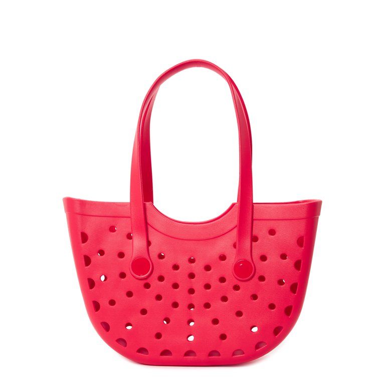 Time and Tru Women’s Molded Beach Tote Bag Red | Walmart (US)