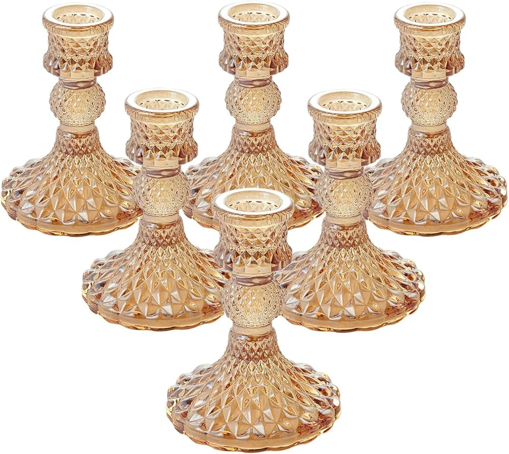 BEZURA Vintage Candle Holders for Candlesticks Taper Glass Candlestick Holder Decorative Centerpi... | Amazon (US)