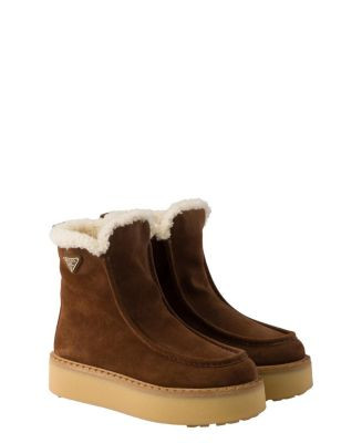 Prada Women's Suede and Shearling Booties  | Bloomingdale's Shoes | Bloomingdale's (US)