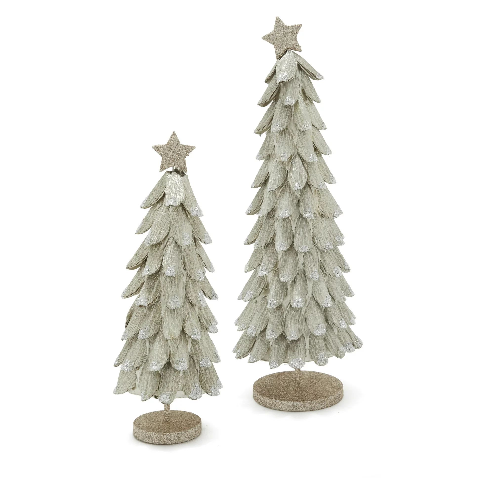 Belham Living Unlit Tabletop Gold Shingle Christmas Tree- Set of 2 | Walmart (US)