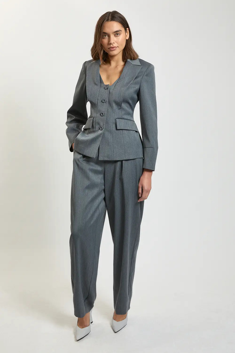 Harper's Bazaar Polished Wool Blend Tailored Single Breasted Blazer | Karen Millen