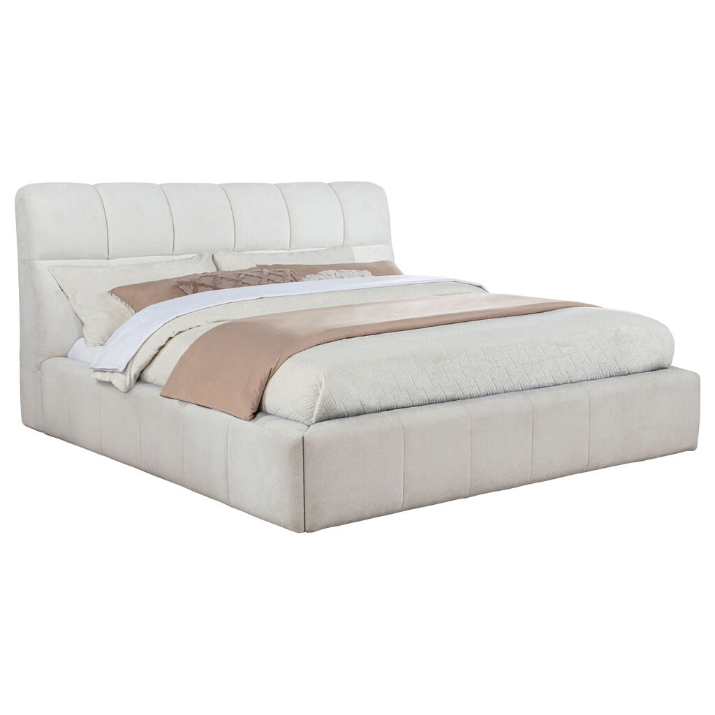 Nollet 48-Inch Upholstered Eastern King Platform Bed In Cream | 1stopbedrooms