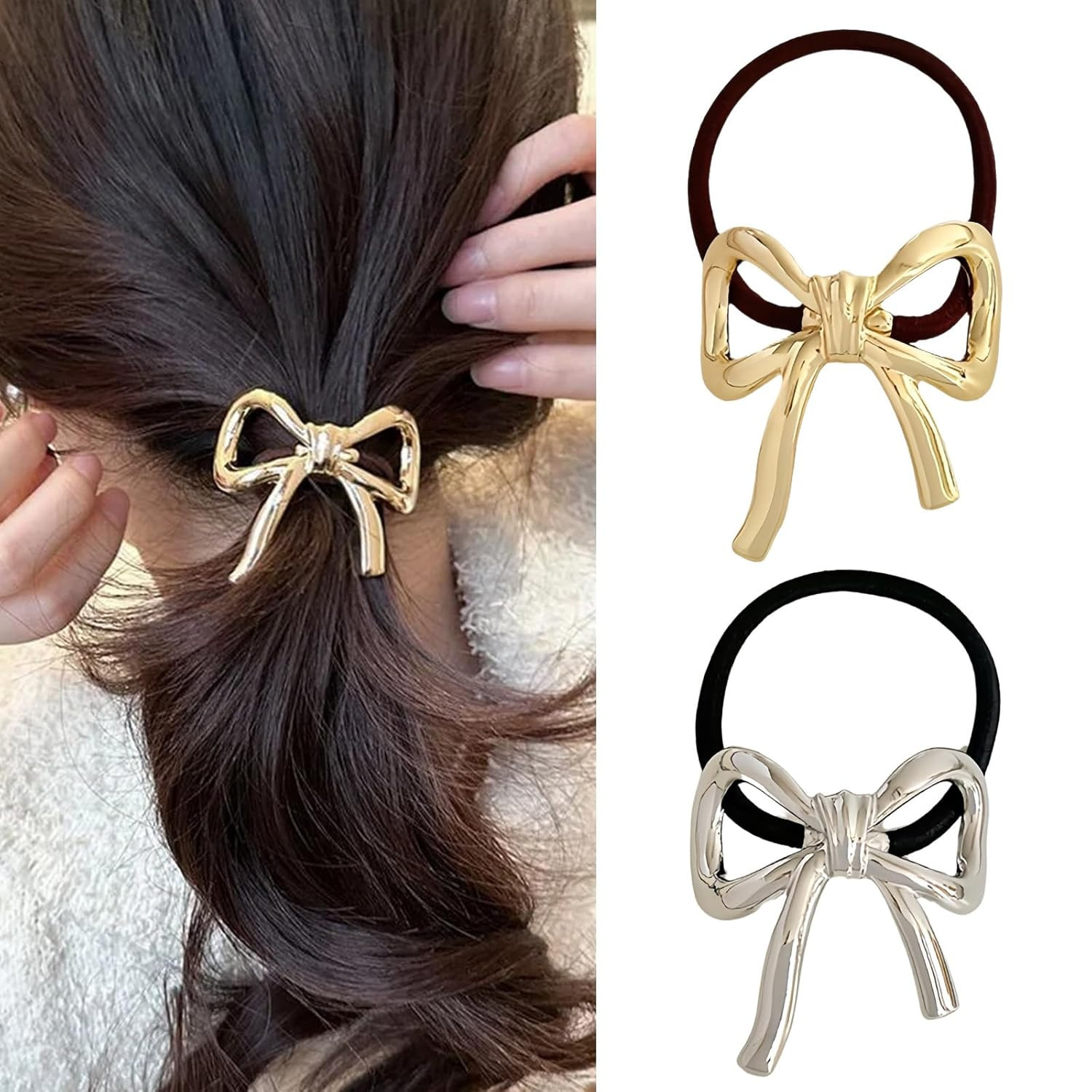 Hair Ties for Women Bowknot Hair Ties for Girls Elegant Elastics Rubber Hair Scrunchies for Long ... | Amazon (US)