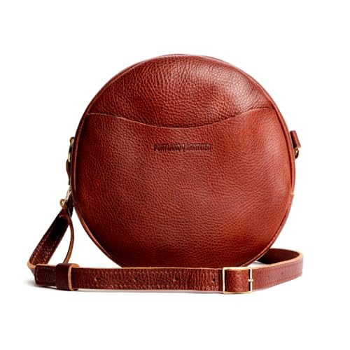 Portland Leather Goods Large Circle Crossbody Bag for Women – Handmade from the Finest Full-Grain Hides – Features Interior & Exterior Pockets & an Adjustable Strap – Nutmeg | Amazon (US)