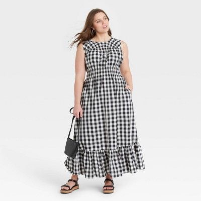 Women&#39;s Plus Size Striped Sleeveless Smocked Waist Dress - A New Day&#8482; Black/White 3X | Target