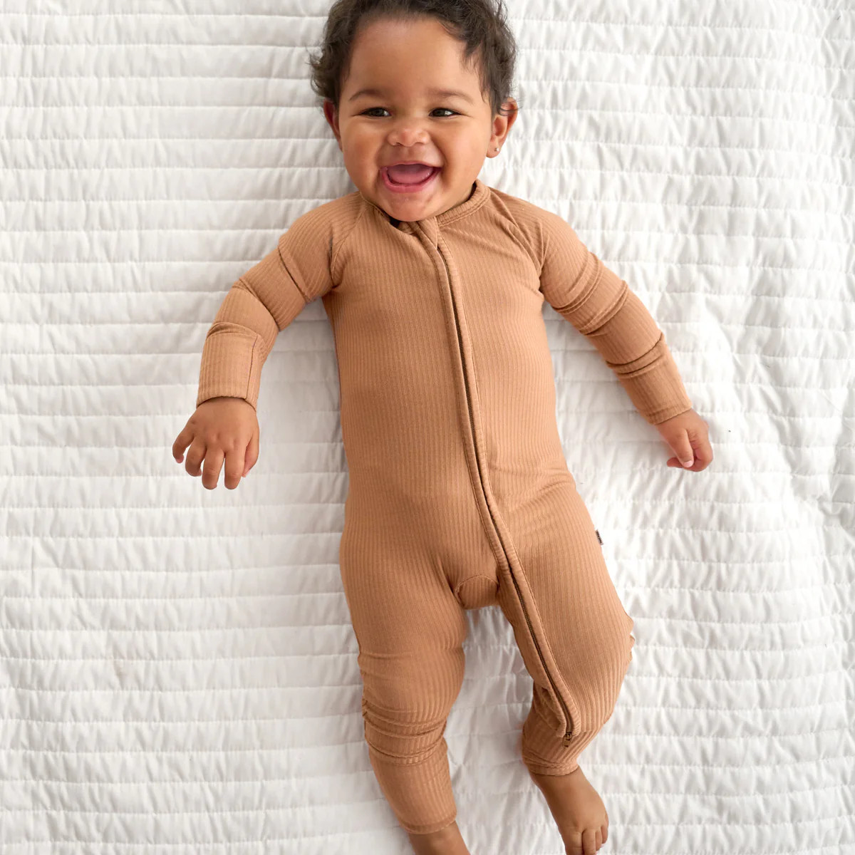 Caramel Ribbed Zippy | Little Sleepies