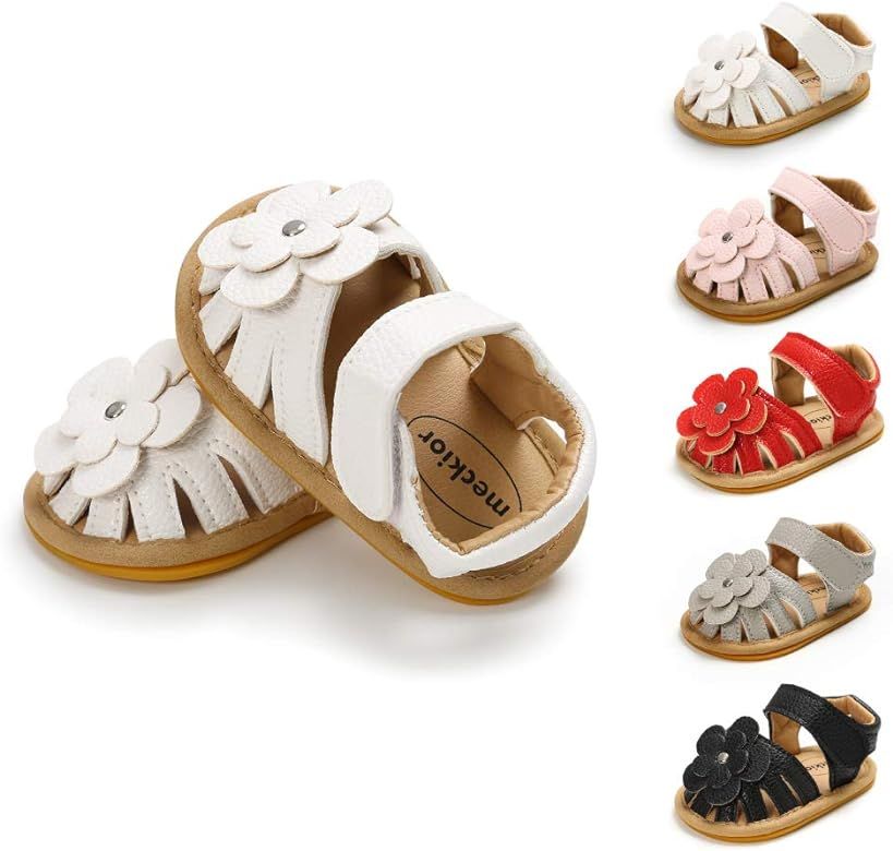 Meckior Infant Baby Girls Summer Flower Sandals Toddler Princess Dress Flat Outdoor Shoes Newborn... | Amazon (US)