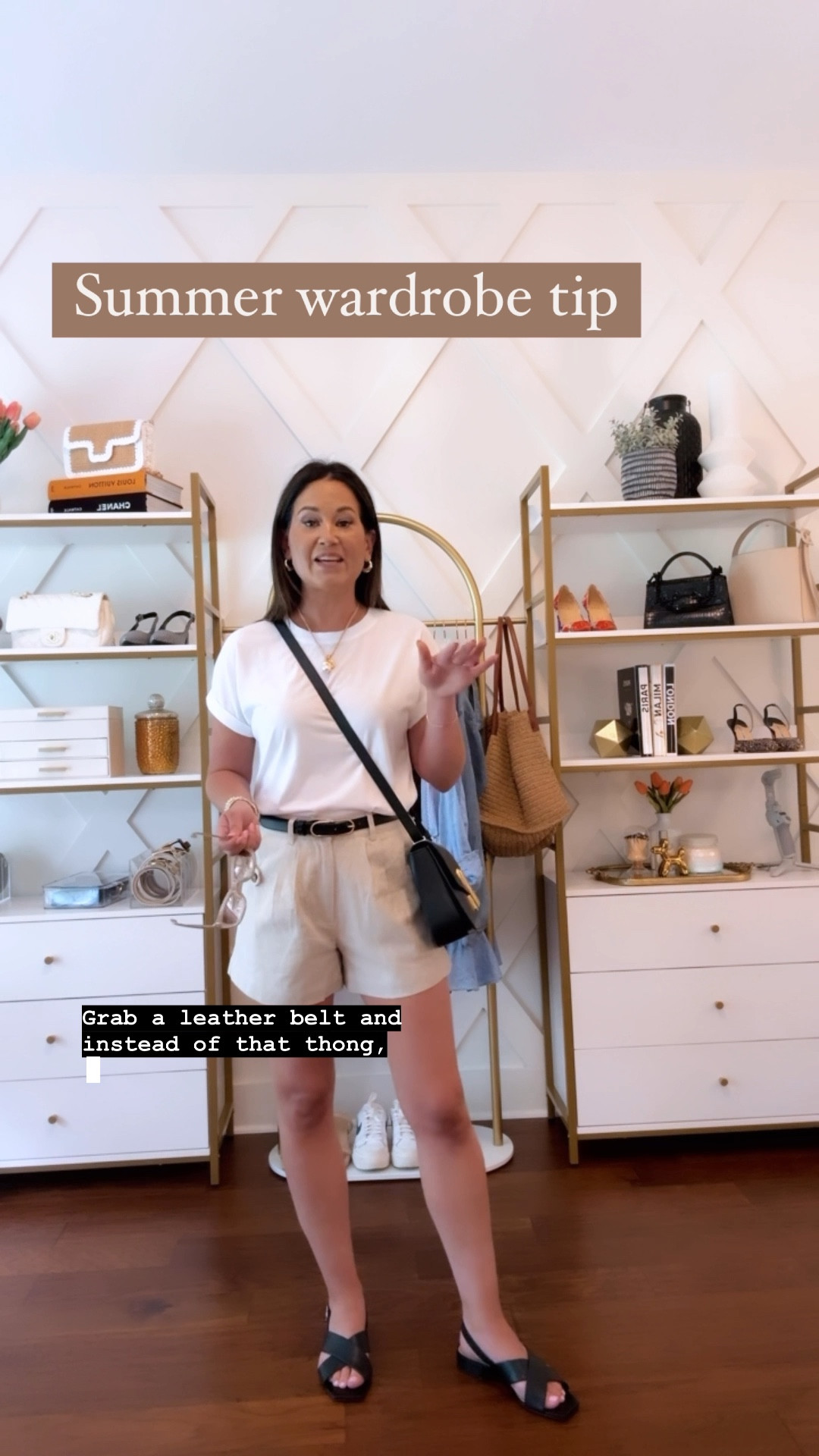 Easy way to elevate a tee and shorts look - opt for a tailored short, add some statement jewelry and a leather sandal or slide - items from this video linked here - use code bestyled15 for 15% off my shirts from shop avara and use code blairsp24 for 20% off my favorite white tee from splendid 💕 wearing xs in shorts and tee 

#LTKVideo #LTKOver40 #LTKStyleTip