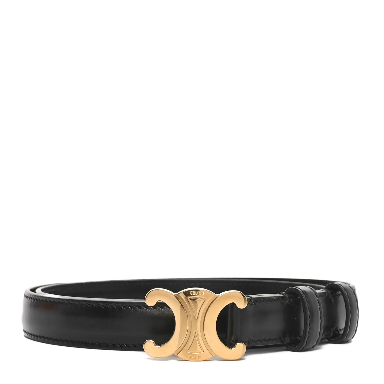 Celine Box Calfskin Small 18mm Triomphe Belt 75 30 Black | FASHIONPHILE (US)