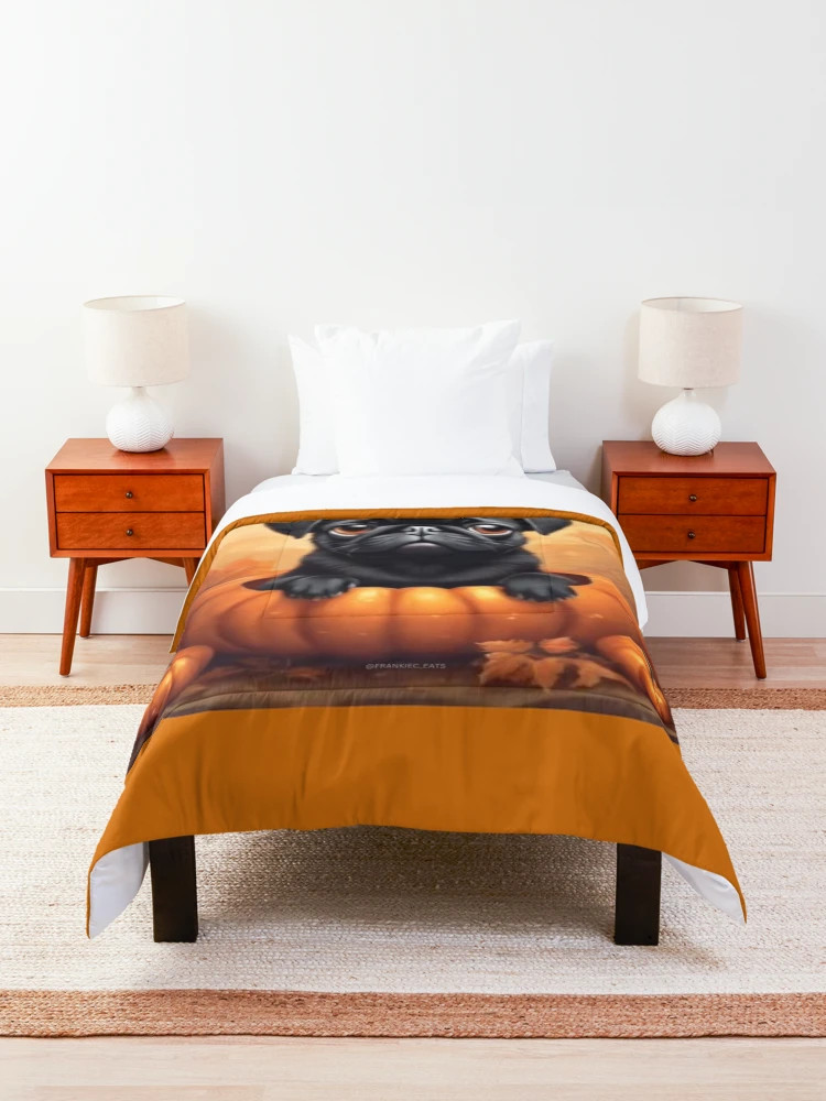 Black Fall Pug Comforter | Redbubble (US)
