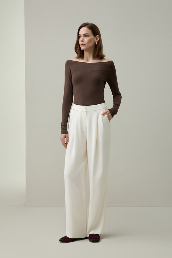 LILYSILK Women's Luxury Stretch Silk Crepe Straight-Leg Pants Natural White S | LILYSILK