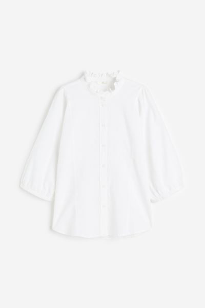 Linen-blend frill-trimmed blouse | H&M (UK, MY, IN, SG, PH, TW, HK)