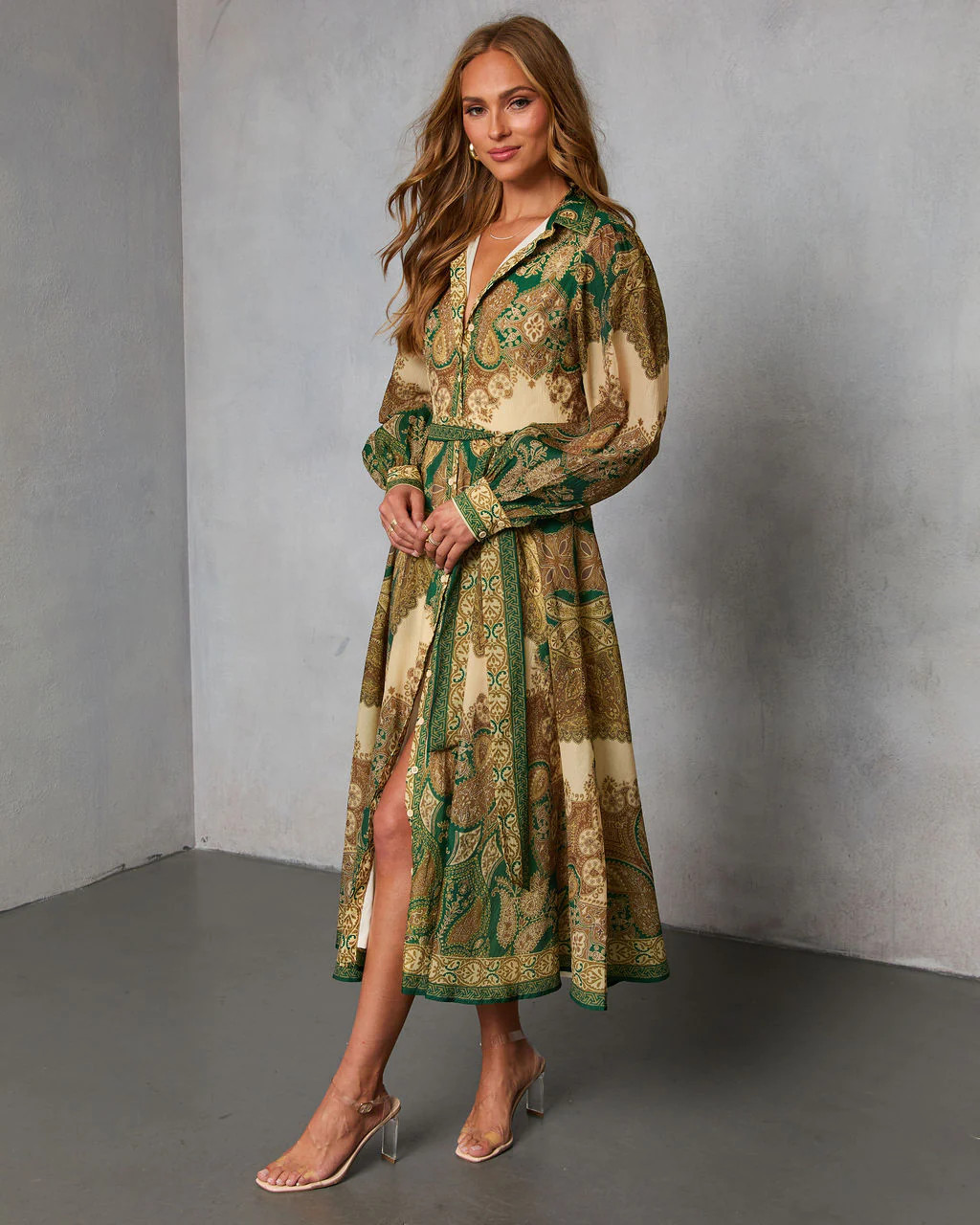 Olandra Printed Waist Tie Maxi Dress | VICI