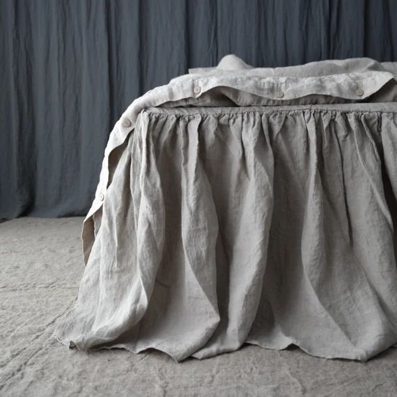 LINEN BED SKIRT Dust Ruffle. Linen Bedskirt. Made by | Etsy | Etsy (US)