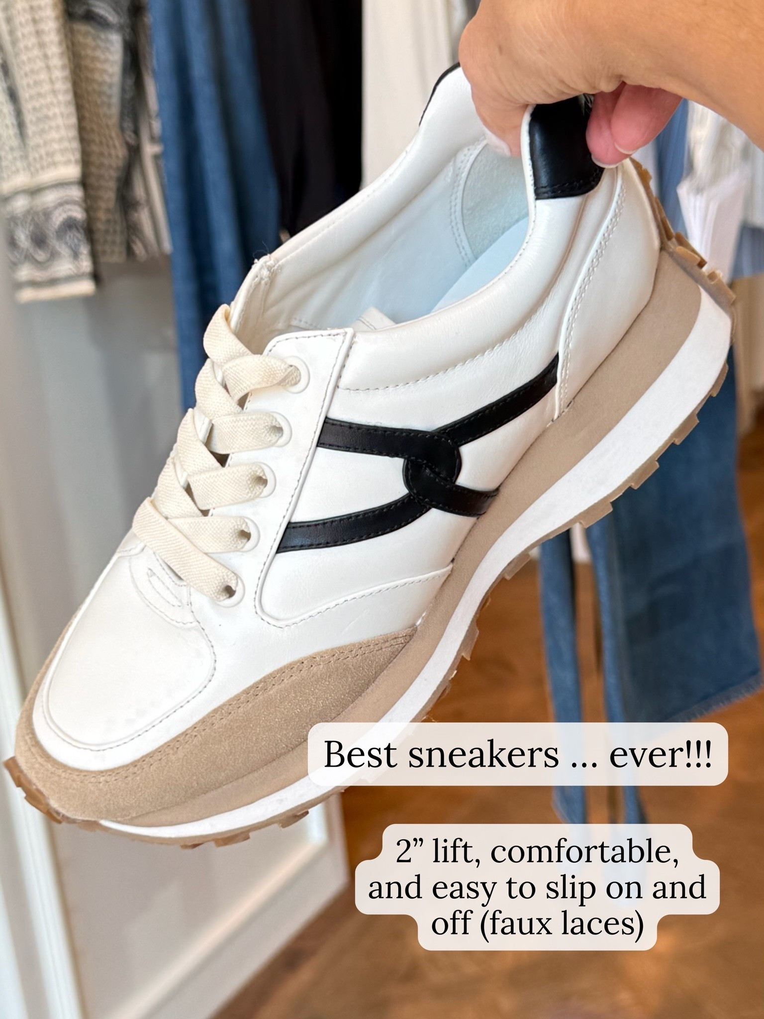 If you buy only one sneaker this season, make it this one!! Slips on (faux laces), so comfortable, 2” lift for longer legs, and super chic. I LOVE these!!!

#LTKdayinmylife #LTKfitnessgoals #LTKTravel